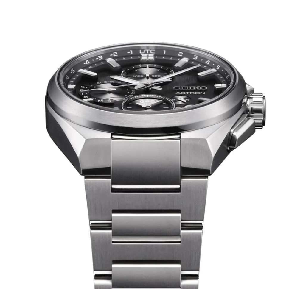 Seiko Astron GPS Solar 5X Dual-Time Chronograph Celestial Grey Dial Titanium Bracelet Watch