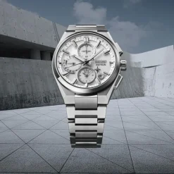 Seiko Astron GPS Solar 5X Dual-Time Chronograph 42mm Silvery White Dial Titanium Bracelet Watch