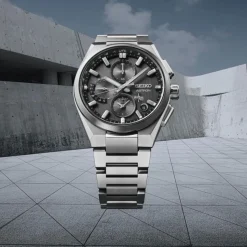 Seiko Astron GPS Solar 5X Dual-Time Chronograph Celestial Grey Dial Titanium Bracelet Watch