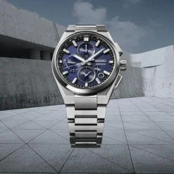Seiko Astron GPS Solar 5X Dual-Time Chronograph 42mm Infinite Blue Dial Titanium Bracelet Watch
