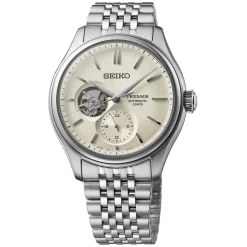 Seiko Presage Classic Series 'Shiro-iro' Open Heart 40mm White Dial Steel Bracelet Watch