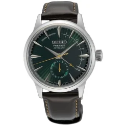 Seiko Presage Cocktail Time &lsquo;Mockingbird&rsquo; 40.5mm Green Dial Brown Strap Watch