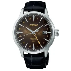 Seiko Presage Cocktail Time 'Rusty Nail' GMT 40.5mm Gradation Brown Dial Leather Strap Watch
