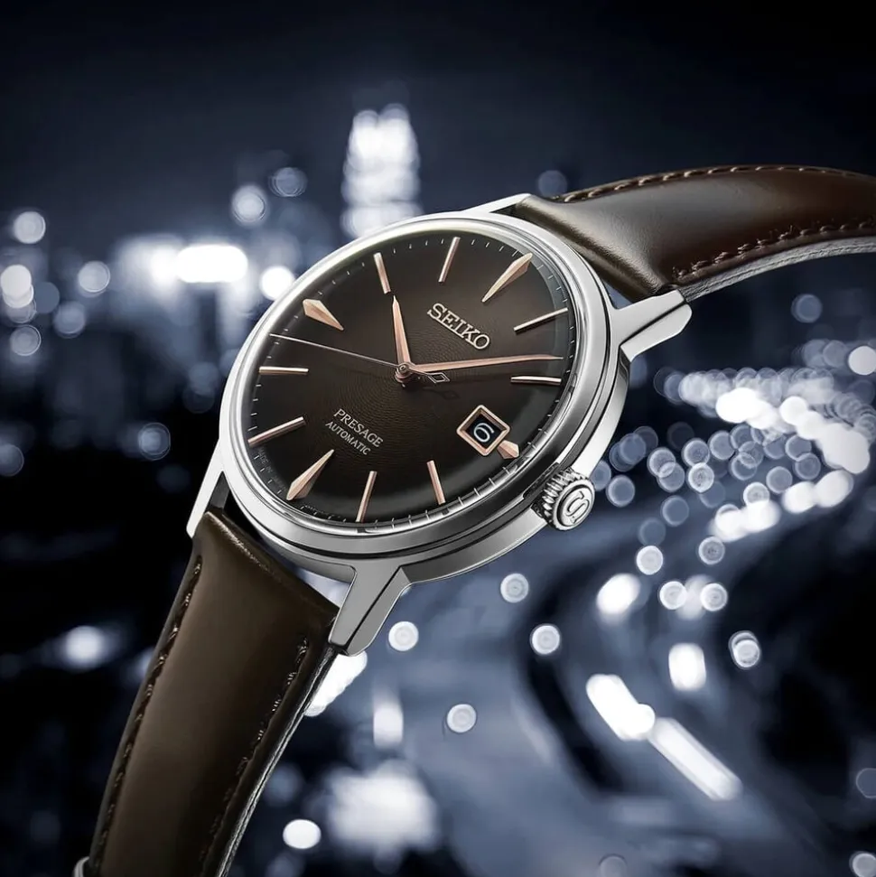 Seiko Presage Cocktail Time: “The Irish Coffee”39.5mm Brown Dial Leather Strap Watch
