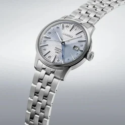 Seiko Presage Cocktail Time 'Skydiving' GMT 40.5mm Light Blue Dial Steel Bracelet Watch
