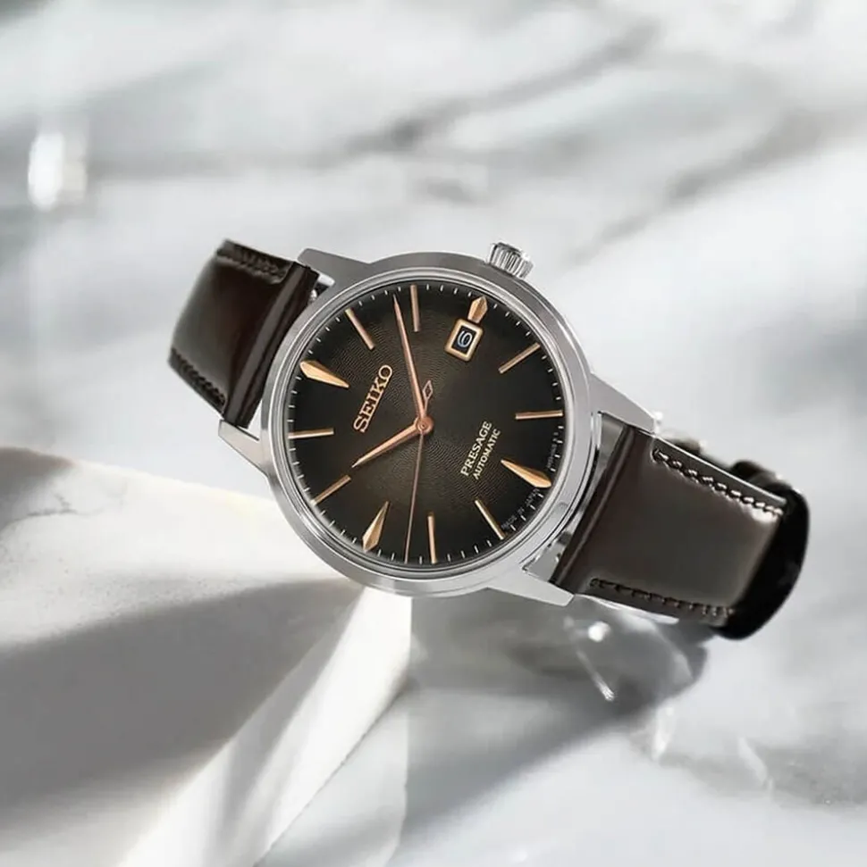 Seiko Presage Cocktail Time: “The Irish Coffee”39.5mm Brown Dial Leather Strap Watch