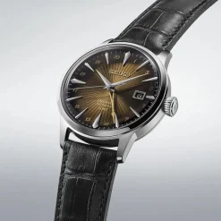 Seiko Presage Cocktail Time 'Rusty Nail' GMT 40.5mm Gradation Brown Dial Leather Strap Watch