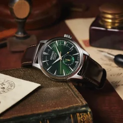 Seiko Presage Cocktail Time &lsquo;Mockingbird&rsquo; 40.5mm Green Dial Brown Strap Watch