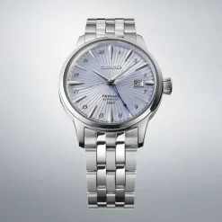 Seiko Presage Cocktail Time 'Skydiving' GMT 40.5mm Light Blue Dial Steel Bracelet Watch