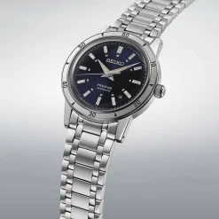 Seiko Presage Style 60's 39.5mm Navy Blue Dial Steel Bracelet Watch