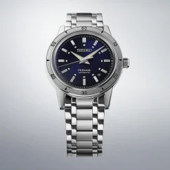 Seiko Presage Style 60's 39.5mm Navy Blue Dial Steel Bracelet Watch