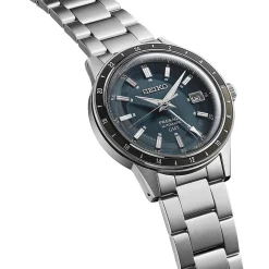 Seiko Presage Style60's GMT 40.75mm Petrol Blue Dial Stainless Steel Bracelet Watch