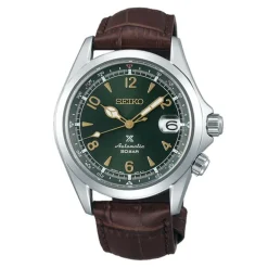 Seiko Prospex Alpinist 39.5mm Green Dial Brown Leather Strap Watch