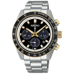 Seiko Prospex Circuit Race Solar Speedtimer 41.4mm Black Dial Steel Bracelet Watch