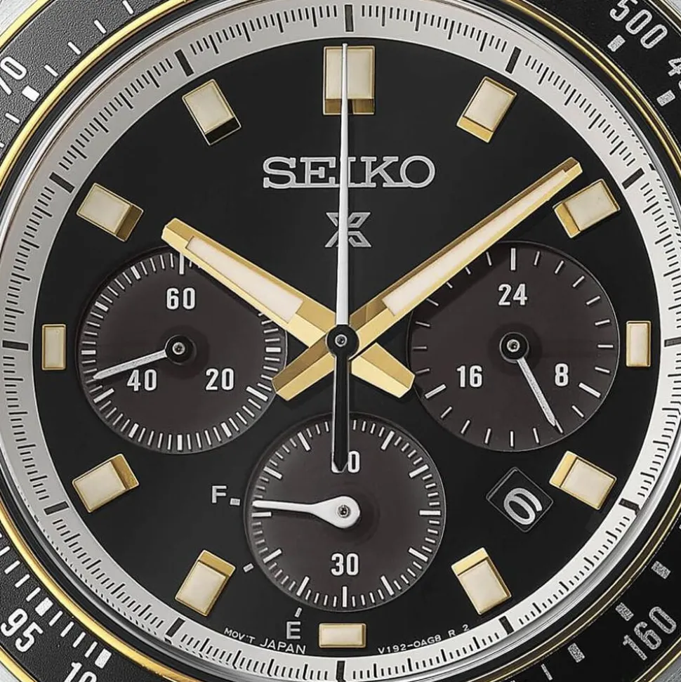 Seiko Prospex Circuit Race Solar Speedtimer 41.4mm Black Dial Steel Bracelet Watch
