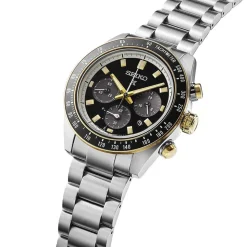 Seiko Prospex Circuit Race Solar Speedtimer 41.4mm Black Dial Steel Bracelet Watch