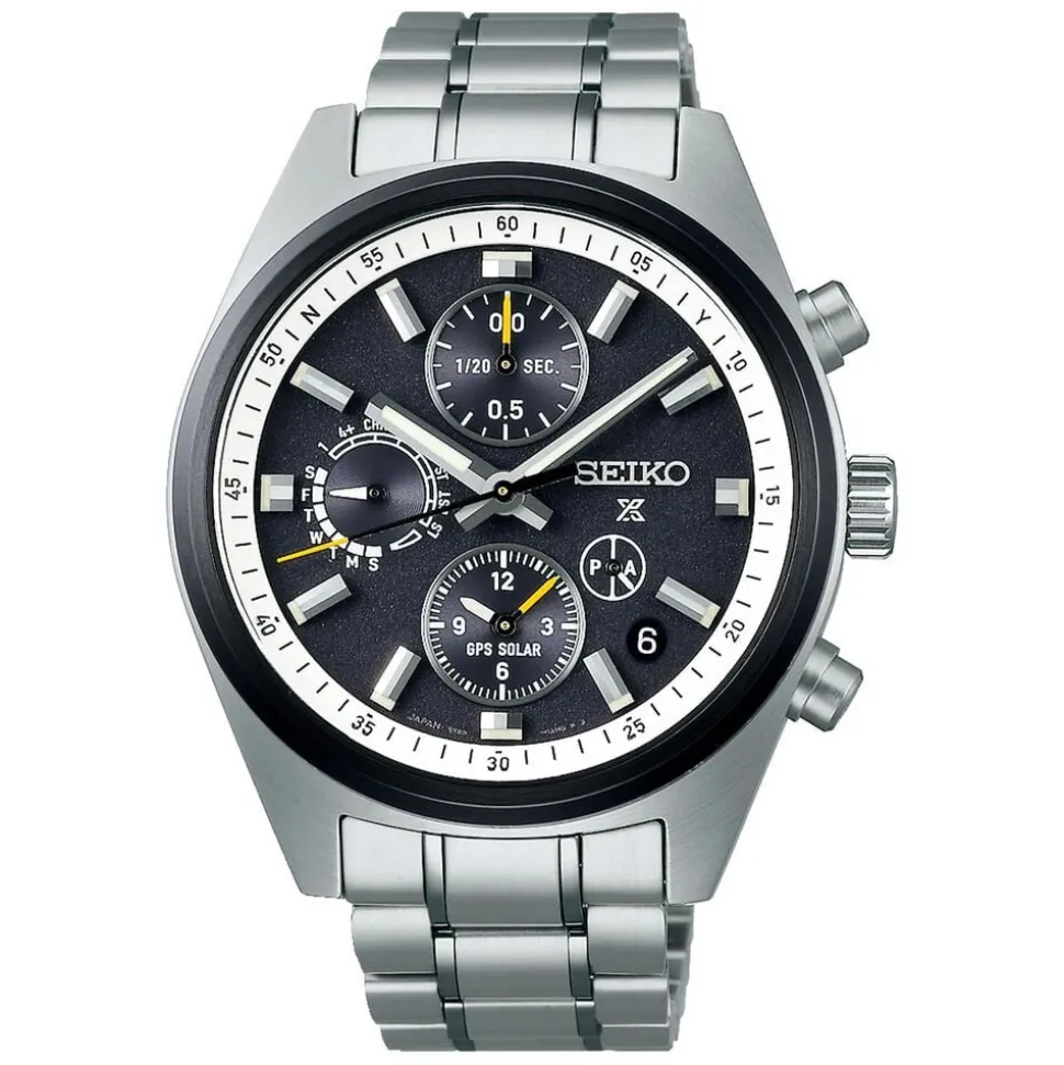 Seiko Prospex GPS Solar Chronograph Speedtimer 42mm Black Dial Stainless Steel Bracelet Watch