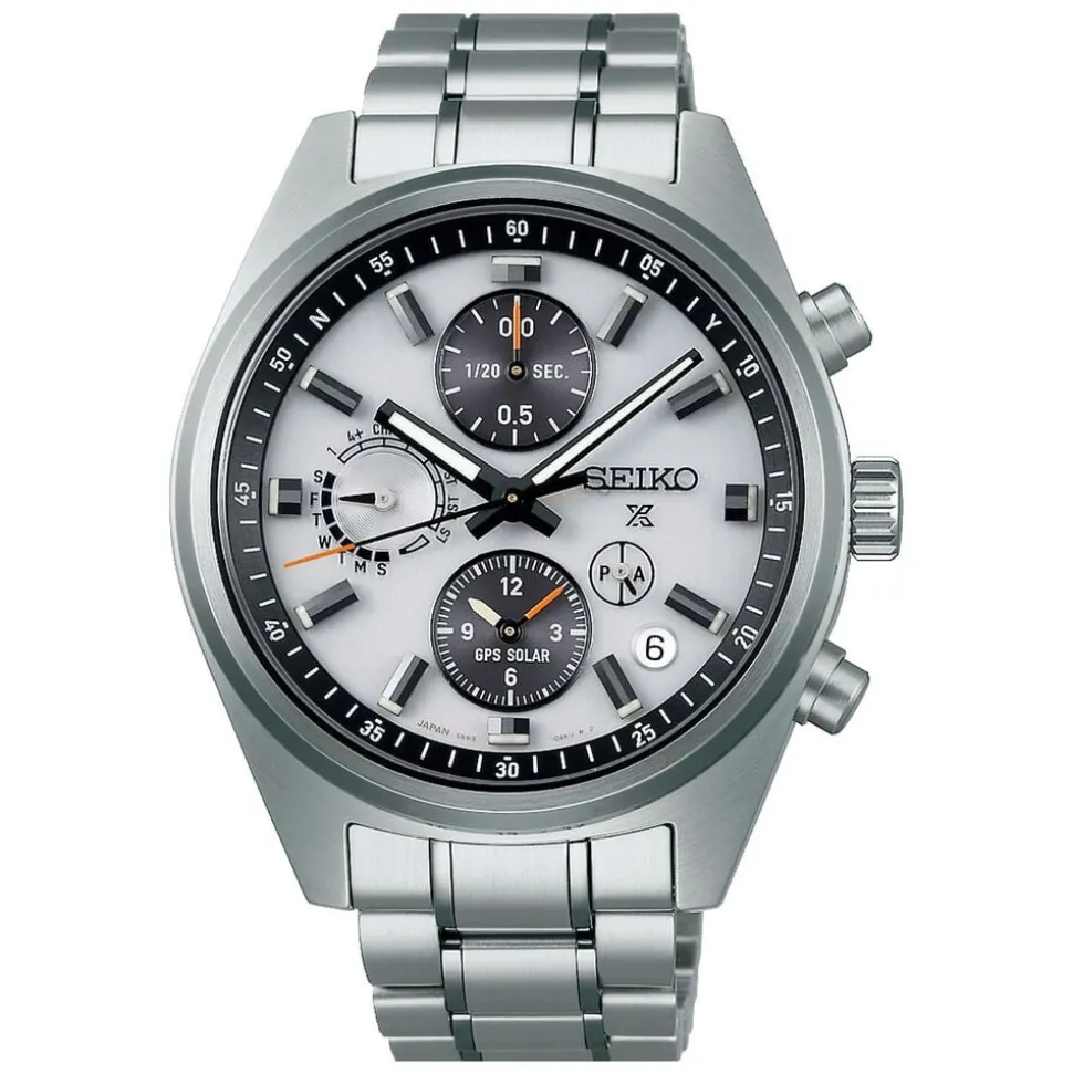 Seiko Prospex GPS Solar Chronograph Speedtimer 42mm Silver Dial Stainless Steel Bracelet Watch