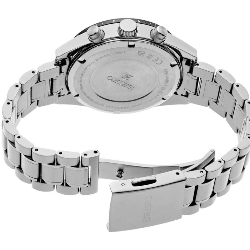Seiko Prospex GPS Solar Chronograph Speedtimer 42mm Black Dial Stainless Steel Bracelet Watch