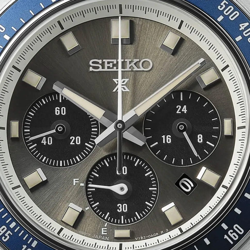 Seiko Prospex Grand Touring Solar Speedtimer 41.4mm Grey Dial Steel Bracelet Watch