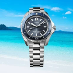 Seiko Prospex 300m Diver&rsquo;s 41.3mm Coastline-Cobalt Dial Stainless Steel Bracelet Watch