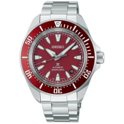 Seiko Prospex 4R Red 'Shog-urai' Divers 41.7mm Dial Steel Bracelet Watch