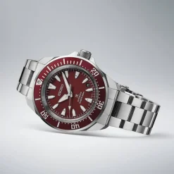 Seiko Prospex 4R Red 'Shog-urai' Divers 41.7mm Dial Steel Bracelet Watch