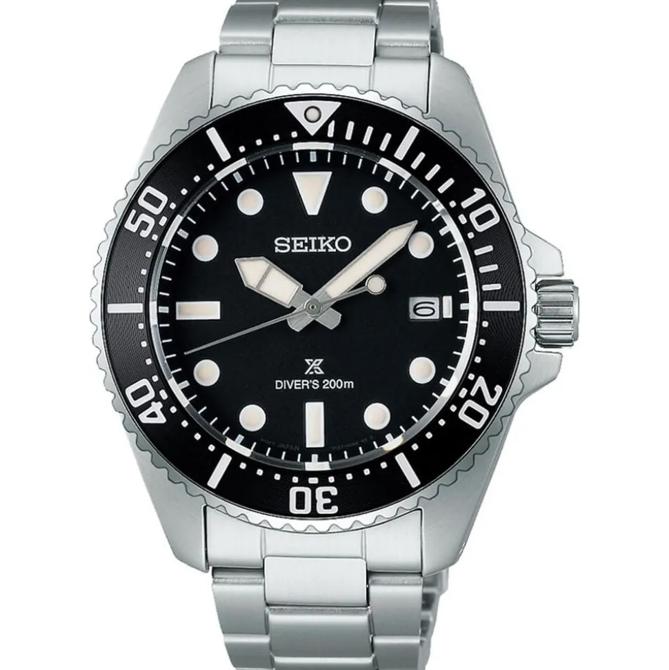 Seiko Prospex Solar Diver’s 41mm Pure Black Dial & Bezel Stainless Steel Bracelet Watch