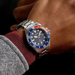 Seiko Prospex Solar Diver’s 41mm Blue Dial Red & Blue Bezel Stainless Steel Bracelet Watch