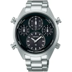 Seiko Prospex Speedtimer Solar Chronograph 42mm Black Dial Steel Bracelet Watch