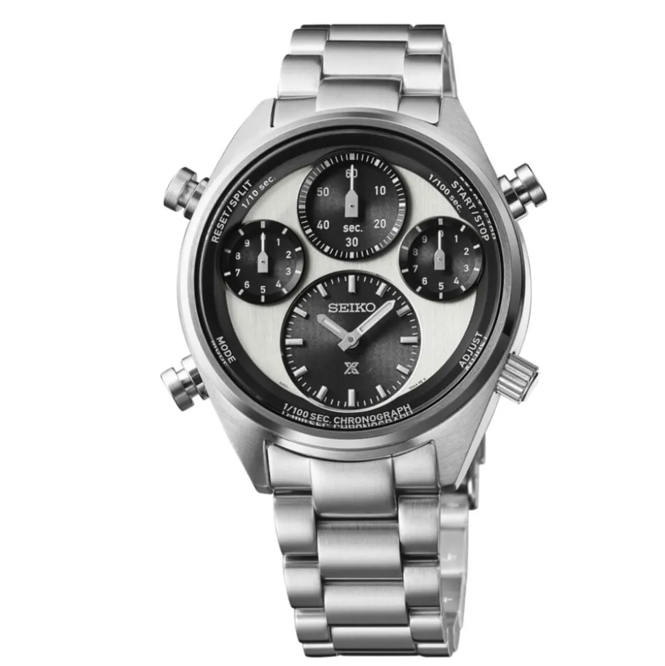 Seiko Prospex Speedtimer 42mm Solar Chrono Black & Silver Dial Bracelet Watch