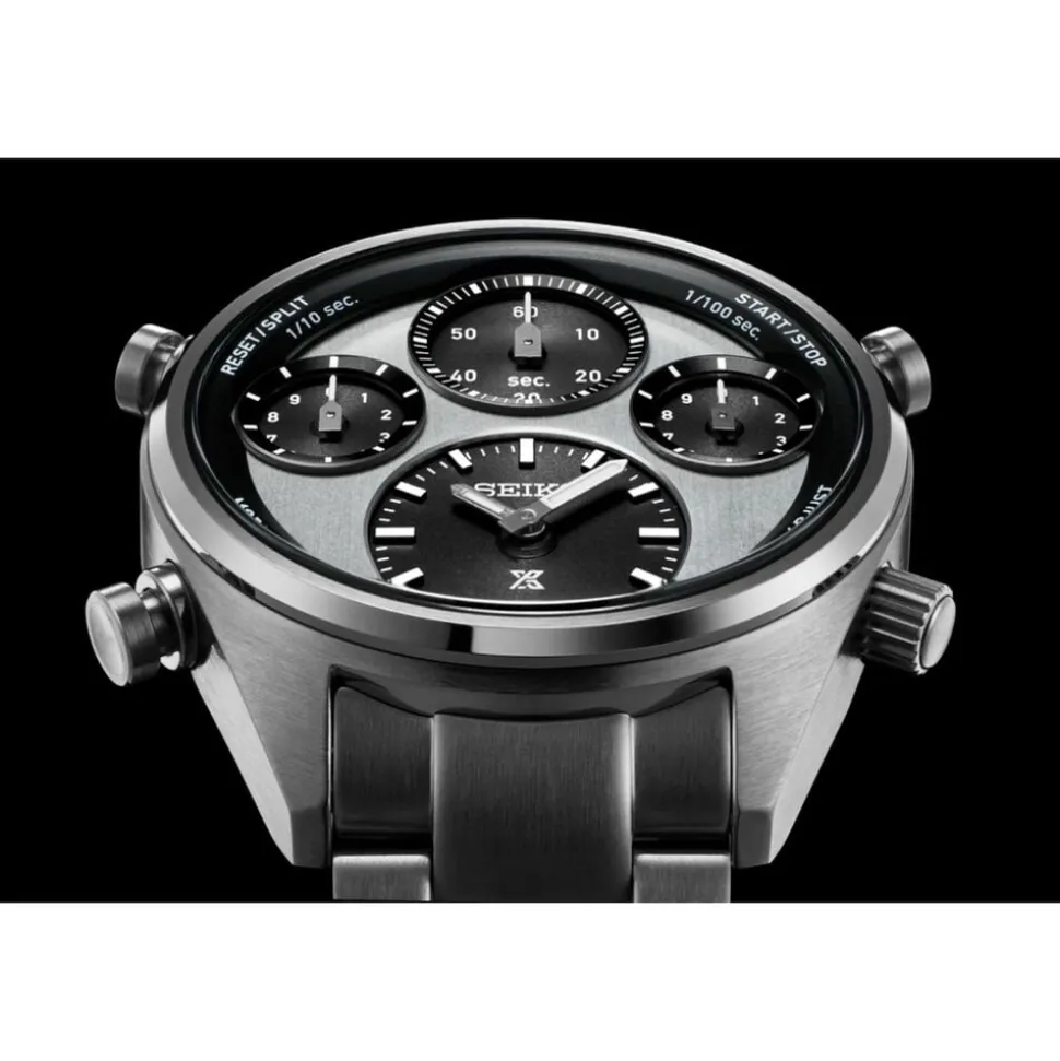 Seiko Prospex Speedtimer 42mm Solar Chrono Black & Silver Dial Bracelet Watch