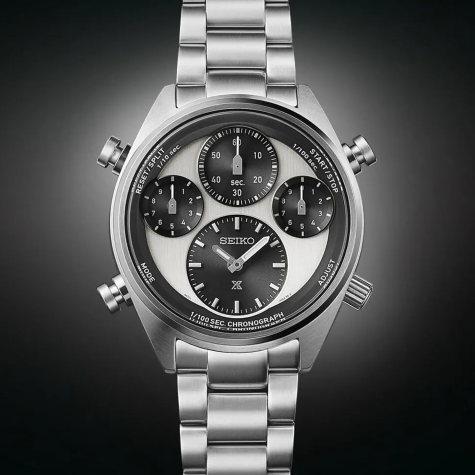 Seiko Prospex Speedtimer 42mm Solar Chrono Black & Silver Dial Bracelet Watch