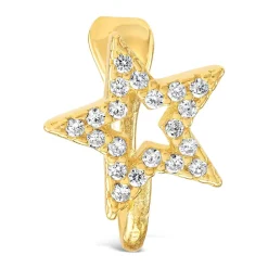 Silver & Gold Plated Open Cubic Zirconia Star Single Cuff Earring