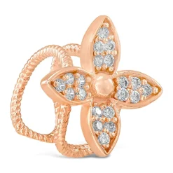Silver & Rose Gold Plated Cubic Zirconia Set Flower Single Cuff Earring