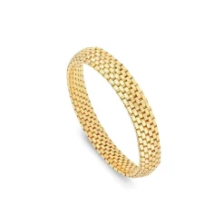 Silver & Yellow Gold Plated Wide Woven Brick Link Bracelet