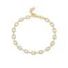 Silver & Yellow Gold Plated Rectangle Cubic Zirconia Series Bracelet
