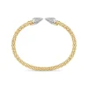 Silver & Yellow Gold Plated Popcorn Cubic Zirconia Cone Bangle