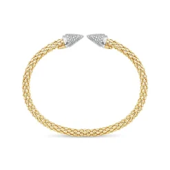 Silver & Yellow Gold Plated Popcorn Cubic Zirconia Cone Bangle