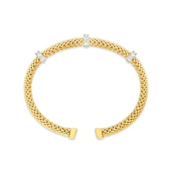 Silver & Yellow Gold Plated Heavy Weight Popcorn Bangle