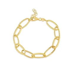 Silver & Yellow Gold Plated Open Curb Link Bracelet