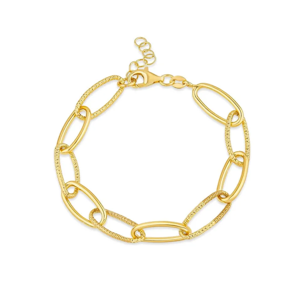Silver & Yellow Gold Plated Open Curb Link Bracelet