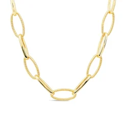 Silver & Yellow Gold Plated Open Curb Link Necklet