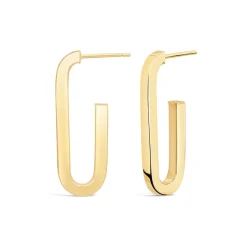 Silver & Yellow Gold Plated "J" Shaped Hoop Earrings