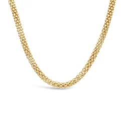 Silver & Yellow Gold Plated Popcorn Tube Necklet
