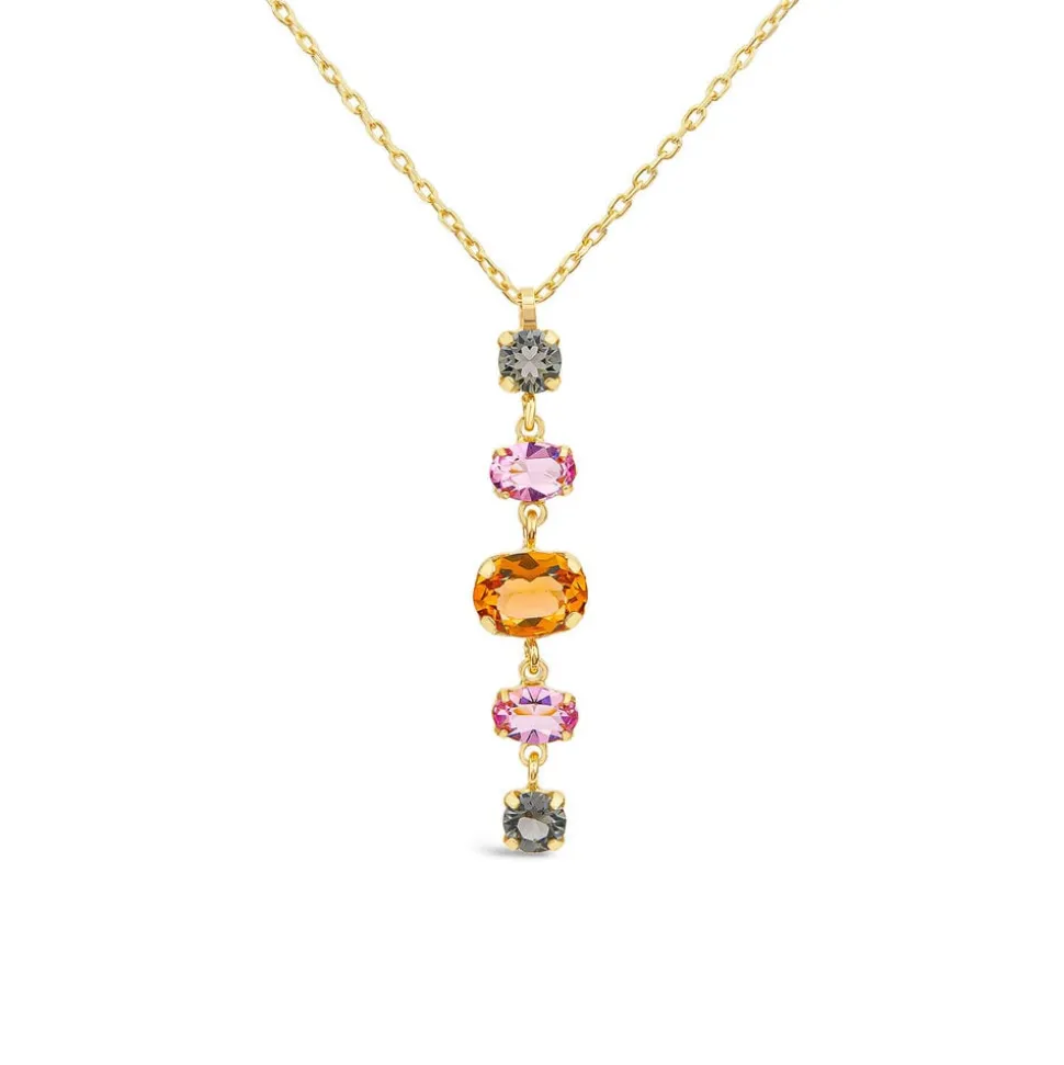 Silver & Yellow Gold Plated Coloured Stones Drop Pendant