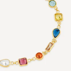 Silver & Yellow Gold Plated Multi Colour & Shape Stone Bracelet