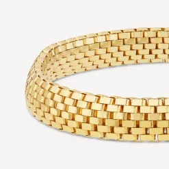 Silver & Yellow Gold Plated Wide Woven Brick Link Bracelet
