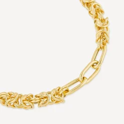 Silver & Yellow Gold Plated Twist & Open Link Bracelet