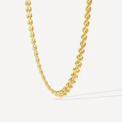 Silver & Yellow Gold Plated Brick Link Necklet